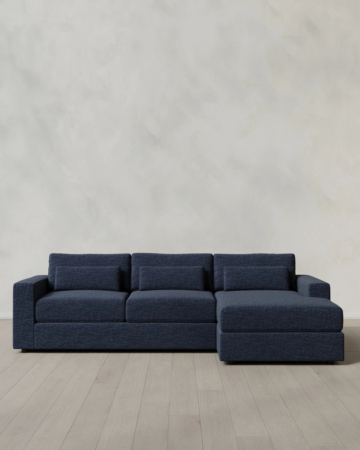 Ashford Deep Seat Chaise Sectional in Performance Chenille Linen Blend - 119" Right Arm / Ink