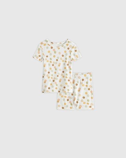 Bamboo Short Sleeve and Shorts Pajama Set - 12-18M / Lavender Hearts