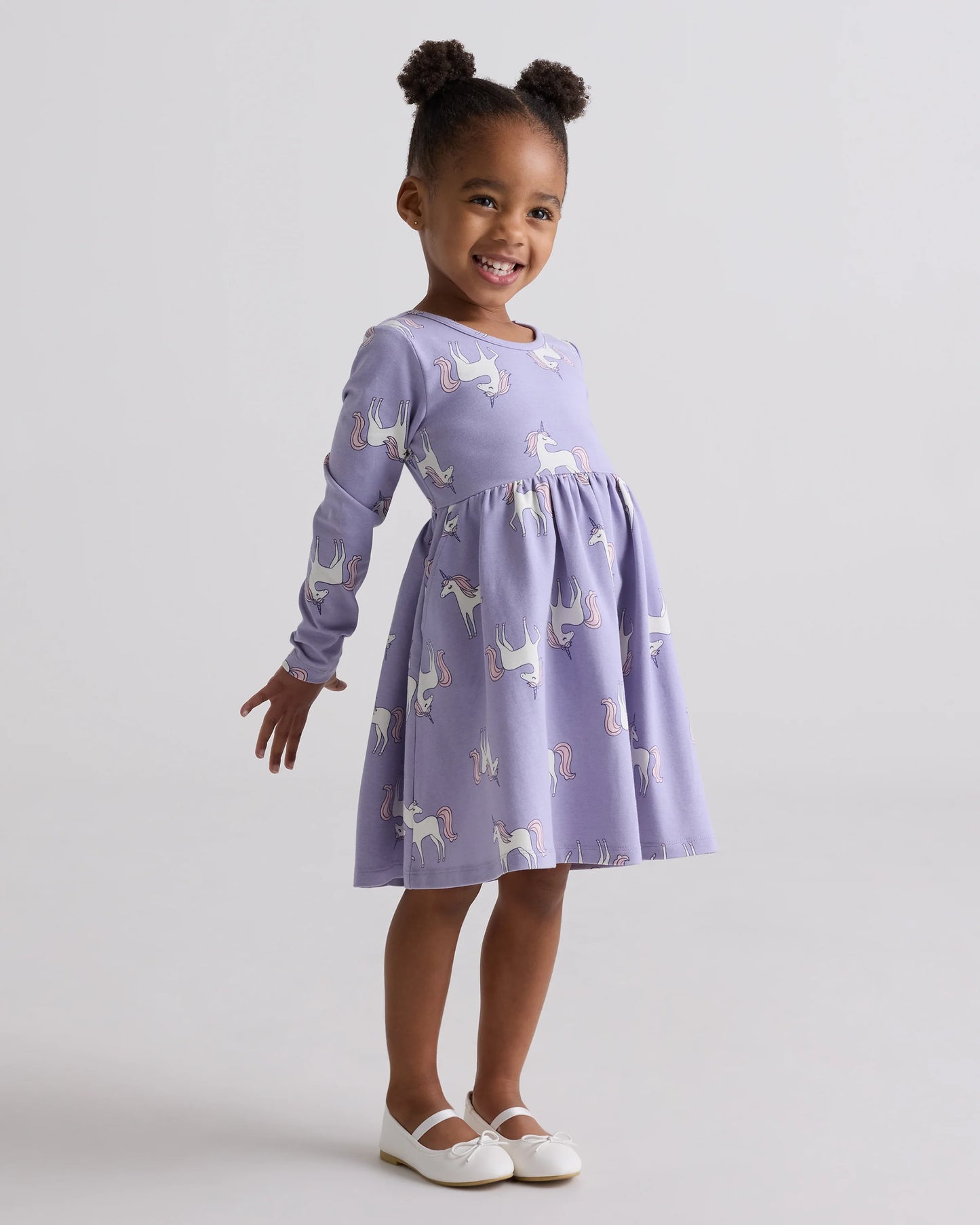 Organic Cotton Long Sleeve Skater Dress - 2T / Red Poppy Garden