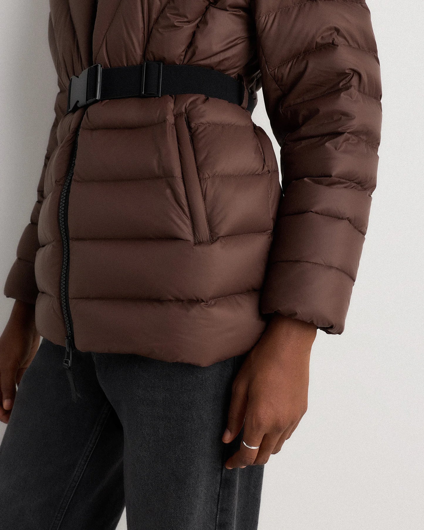 Responsible Down Belted Puffer Coat - XS / Hot Fudge