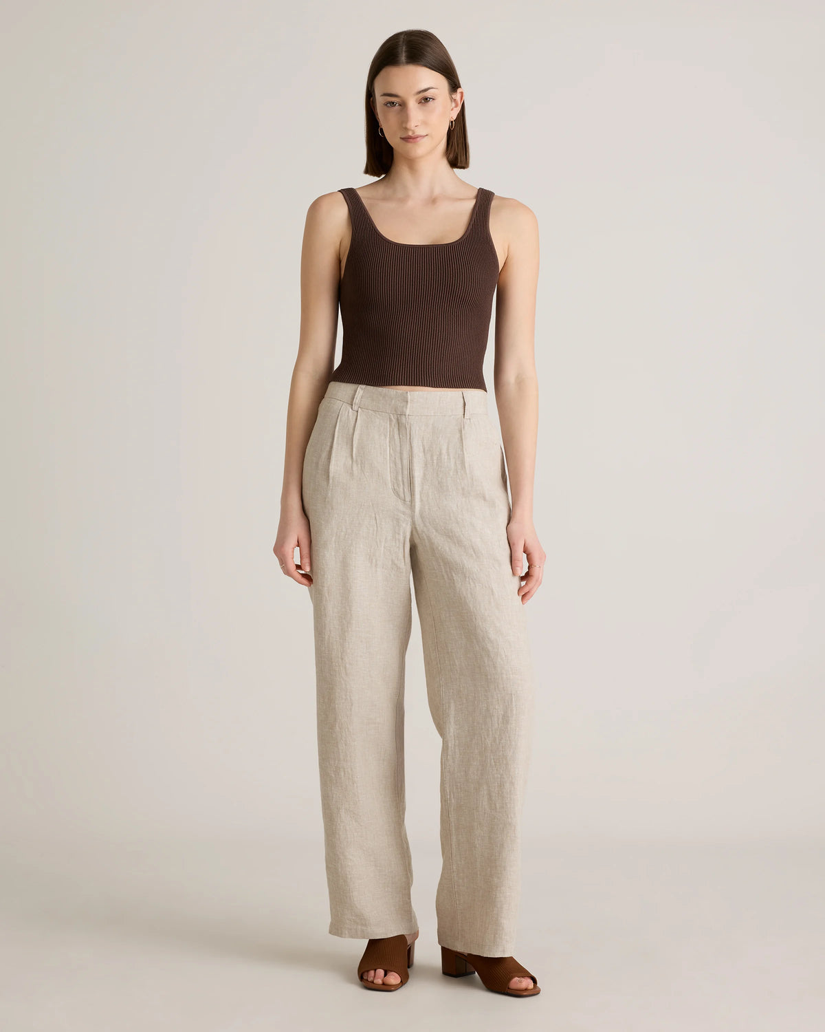 100% European Linen Pleated Trouser - 0 / Bayberry Olive