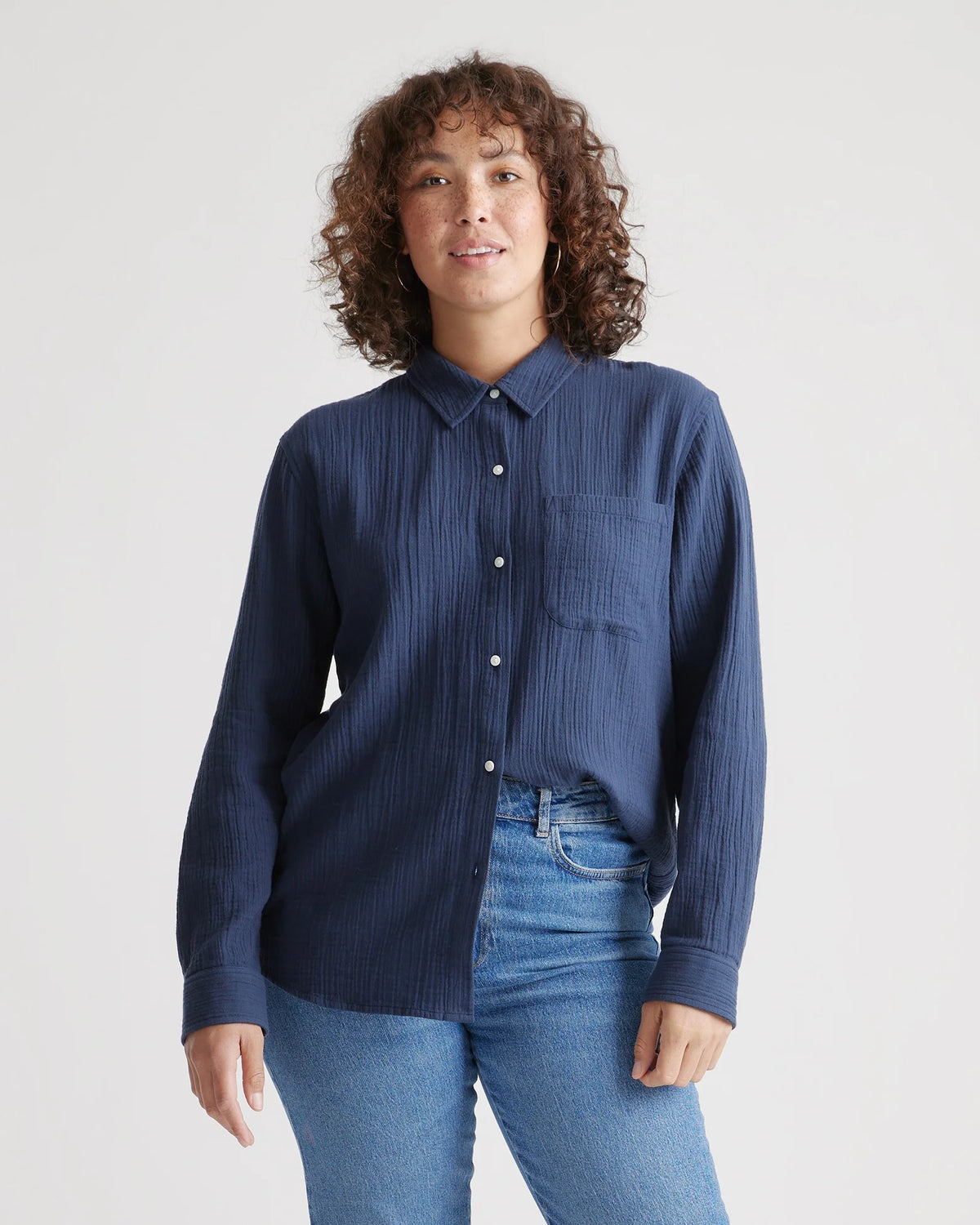 100% Organic Cotton Gauze Long Sleeve Shirt - XS / Khaki Gingham