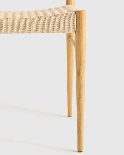 Solid Oak Dining Chair with Paper Cord Seat (Set of 2) - Set of 2 / Light Oak