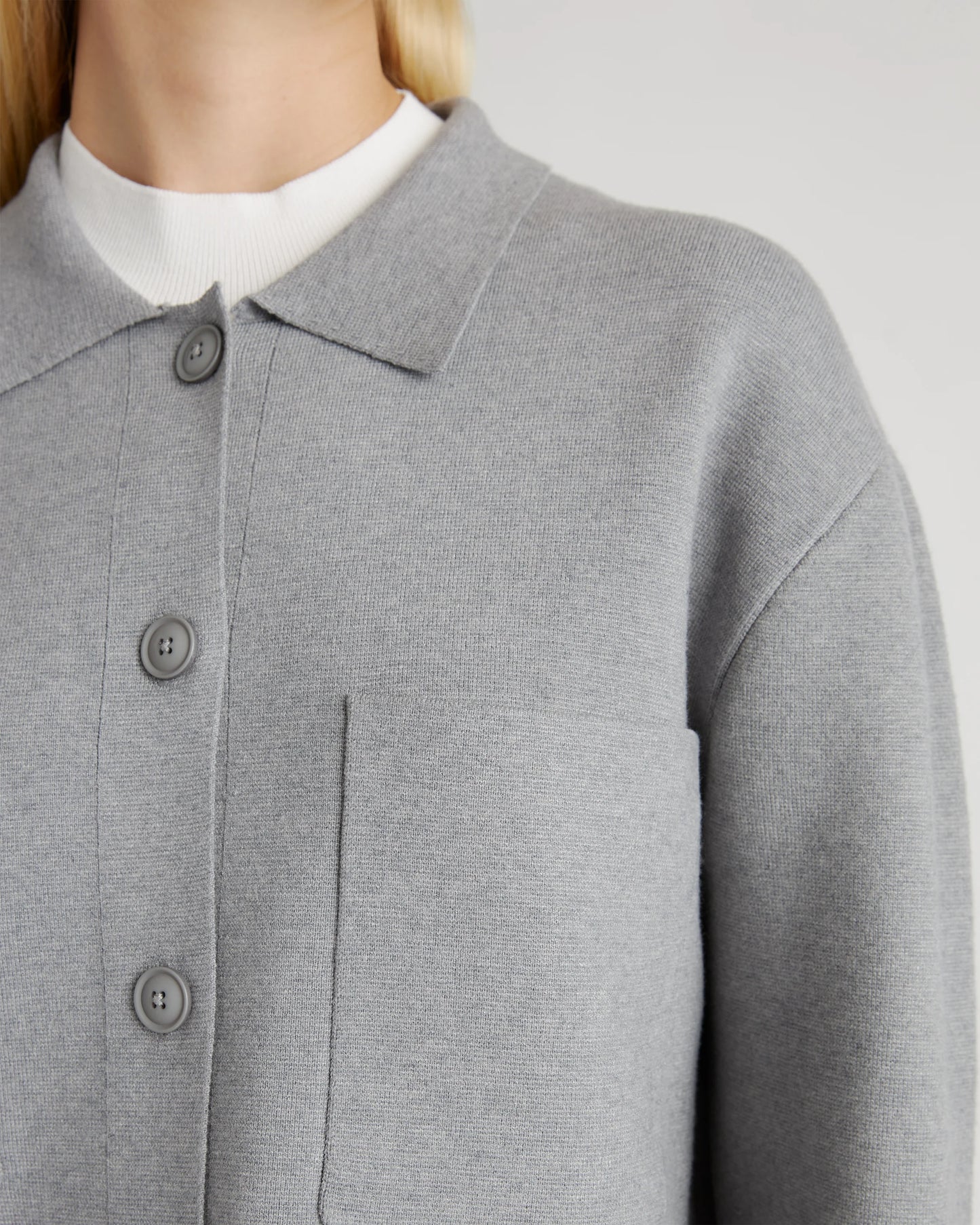 Eco-Knit Milano Stitch Oversized Shirt Jacket - XS / Heather Grey