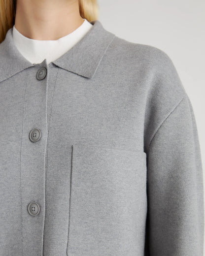 Eco-Knit Milano Stitch Oversized Shirt Jacket - XS / Heather Grey