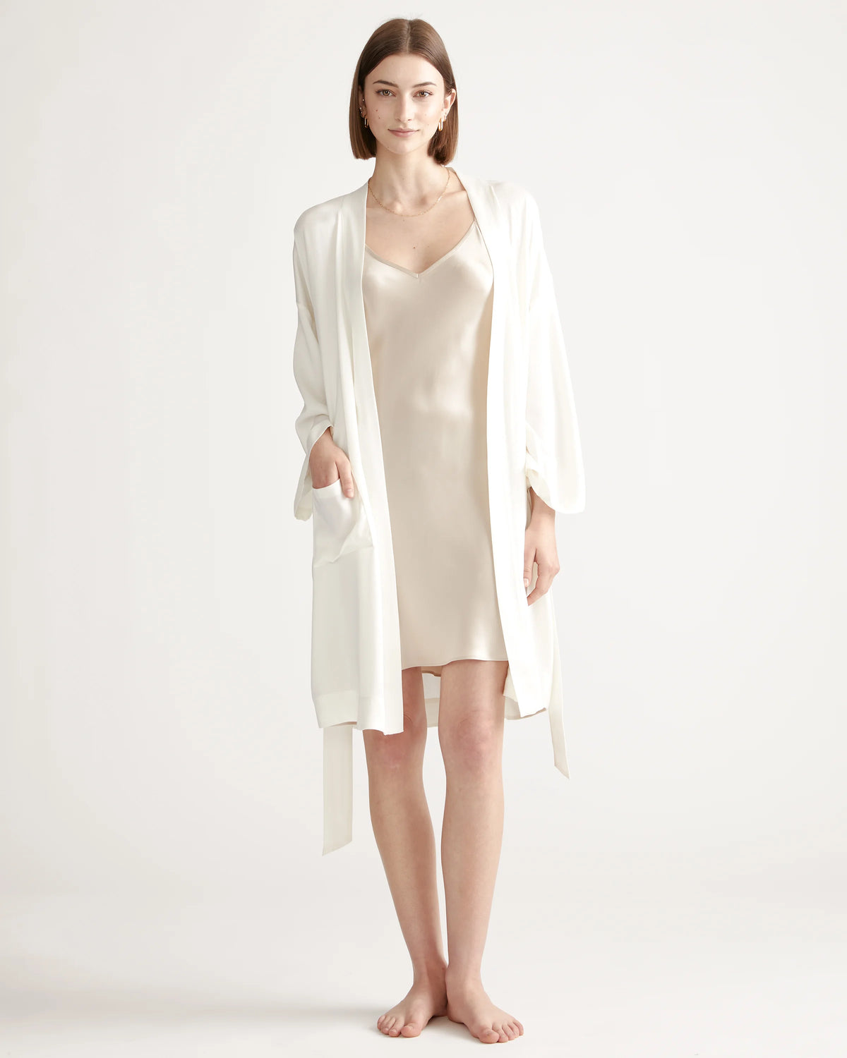 100% Washable Silk Robe - XS / Indigo