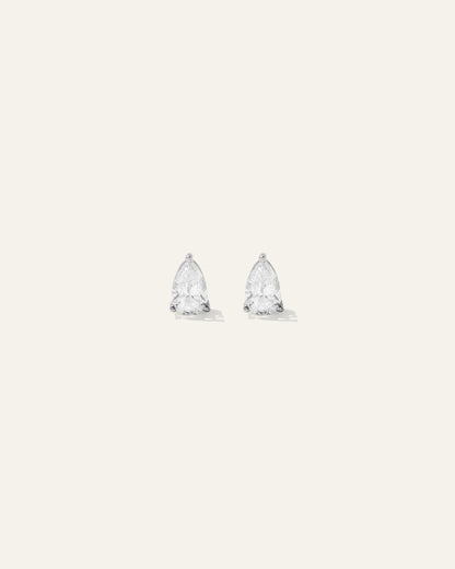 14k Gold Lab Grown Diamond Pear Solitaire Studs - 1ctw - One Size / White Gold