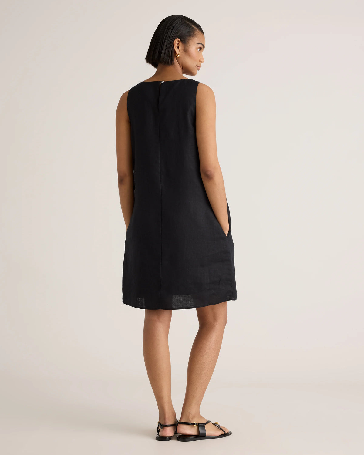 100% European Linen Tank Mini Dress - XS / Martini Olive