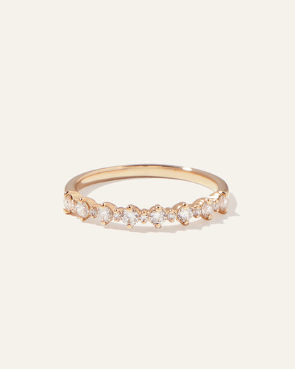 14K Gold Natural Diamond Alternating Round Band - 4 / Yellow Gold