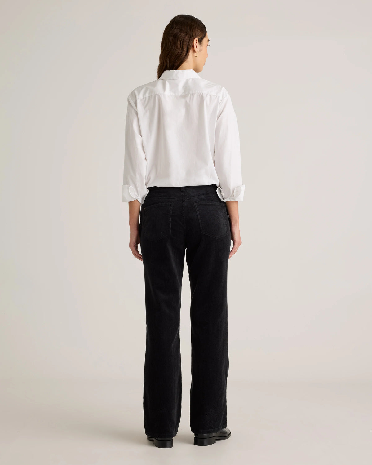 Organic Stretch Corduroy Flare Pants - 0 / Black