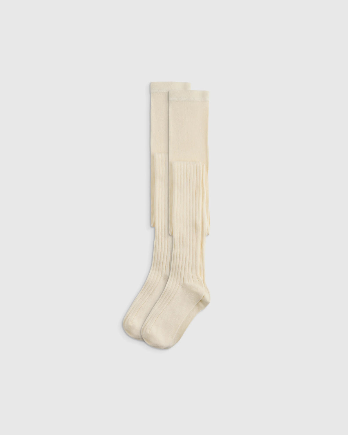 Organic Cotton Rib Tights (2-pack) - 12-24M / Ivory