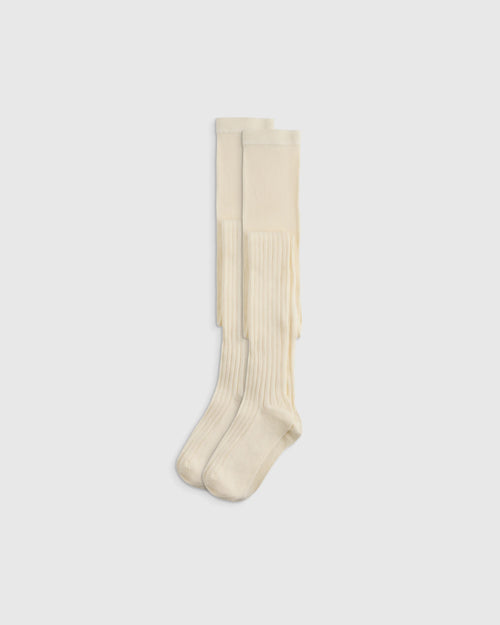 Organic Cotton Rib Tights (2-pack) - 12-24M / Ivory