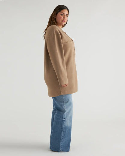 Eco-Knit Milano Stitch Oversized Shirt Jacket - XS / Heather Grey