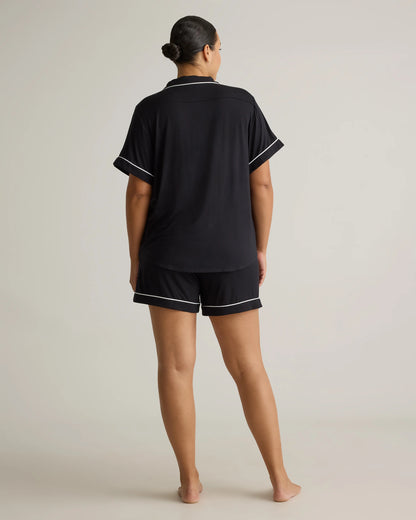 Bamboo Jersey Short Sleeve Pajama Set - XS / True Black