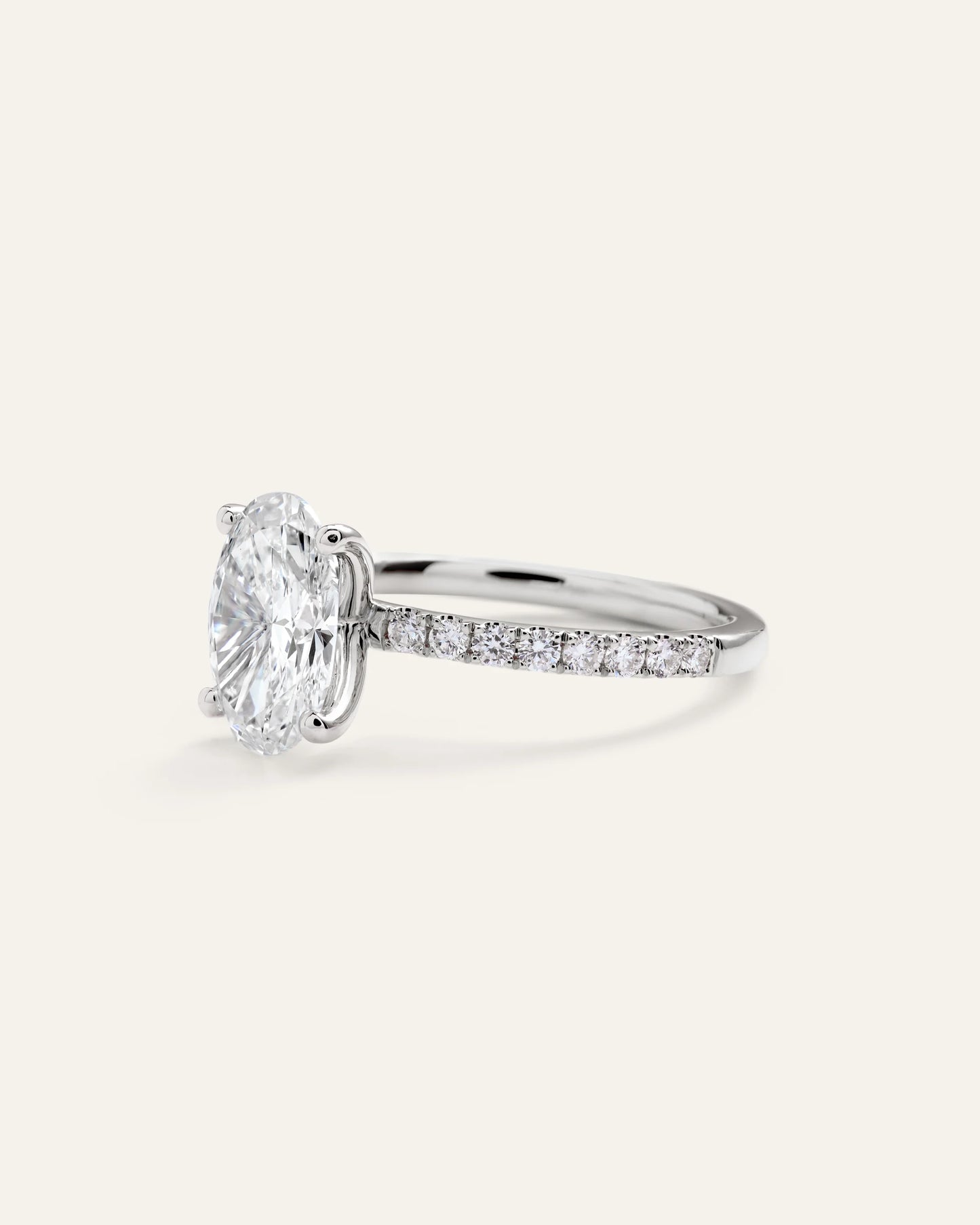 Lab Grown Diamond Oval Petite Pave Engagement Ring - 2ct - 4 / Yellow Gold