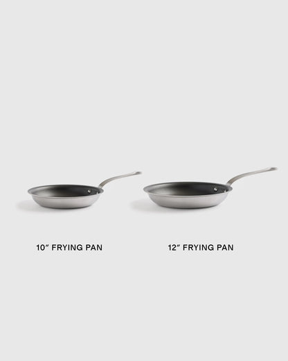 5-Ply Stainless Steel Nonstick Cookware: 2-Piece Frying Pan Set: 10" & 12" - 10" & 12" / No Color