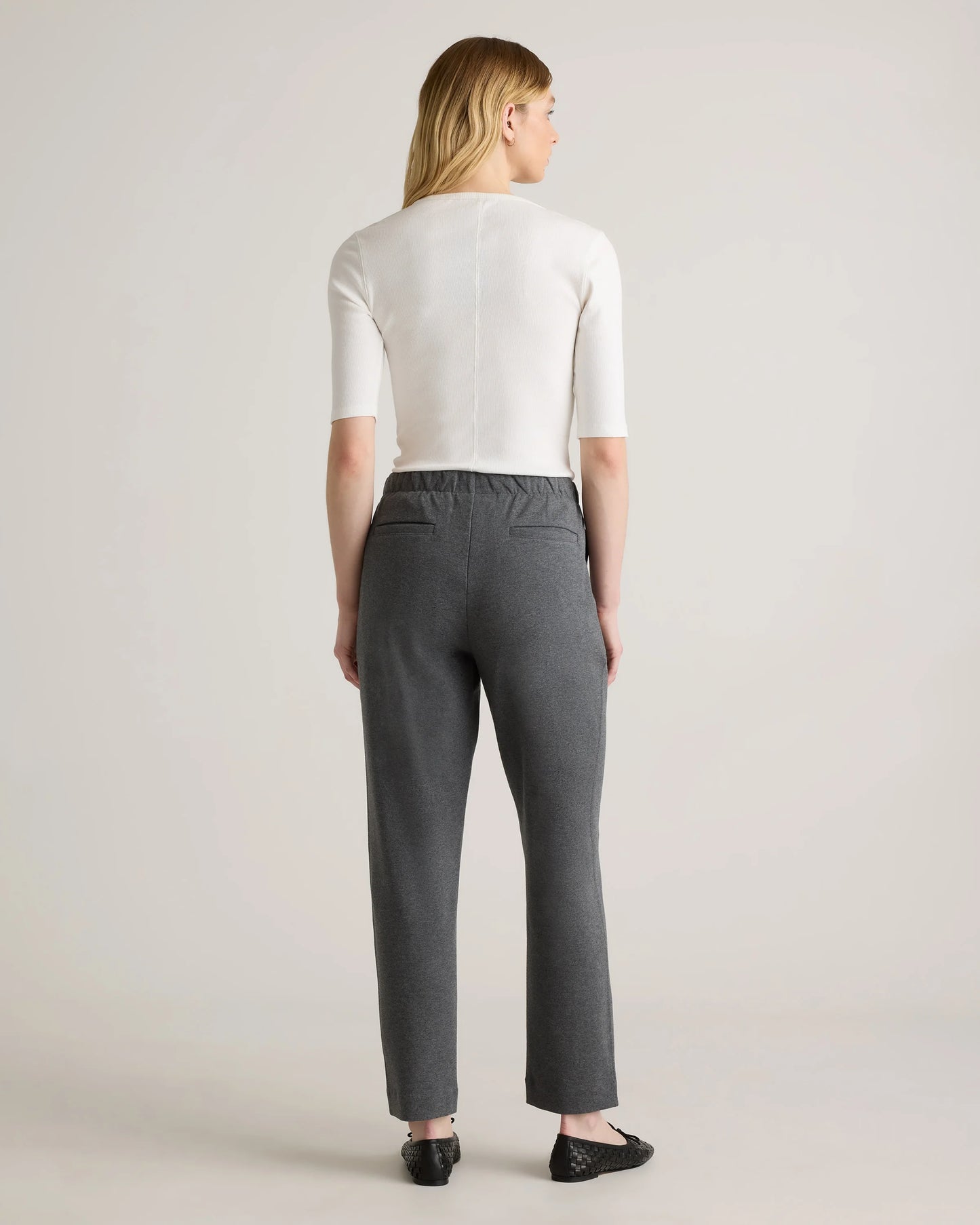 Organic Cotton Double Knit Straight Pants - XS / Soft Camel