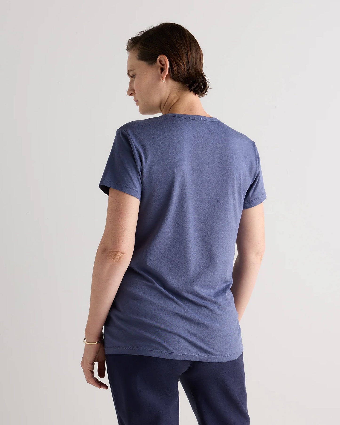 Cotton Modal Maternity Crew Neck Tee (2-pack) - XS / Black/Redwood Brown
