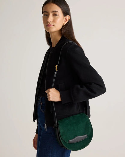 Italian Suede Saddle Bag - One Size / Pebble