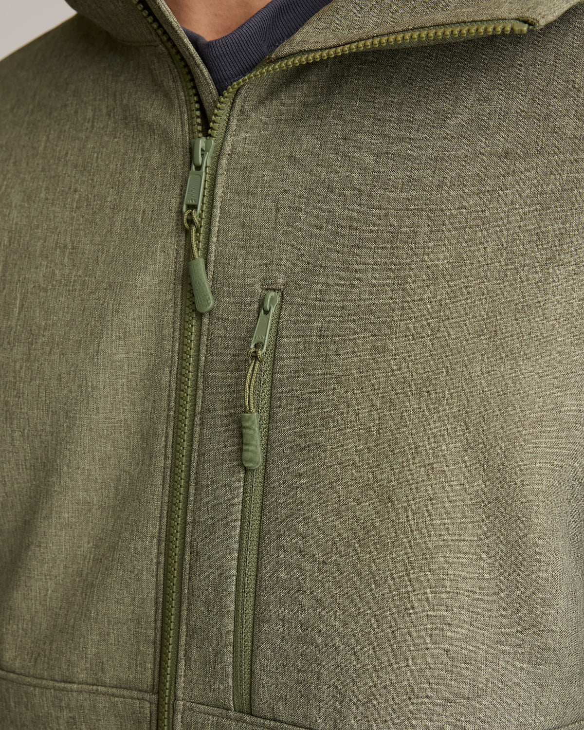 Softshell Fleece-Lined Full-Zip Hooded Jacket - XS / Heather Shady Charcoal