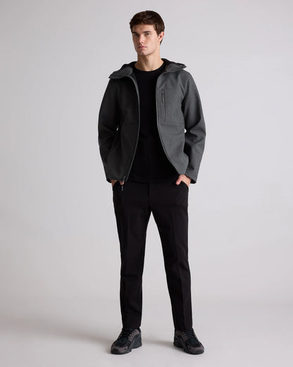 Softshell Fleece-Lined Full-Zip Hooded Jacket - XS / Heather Shady Charcoal