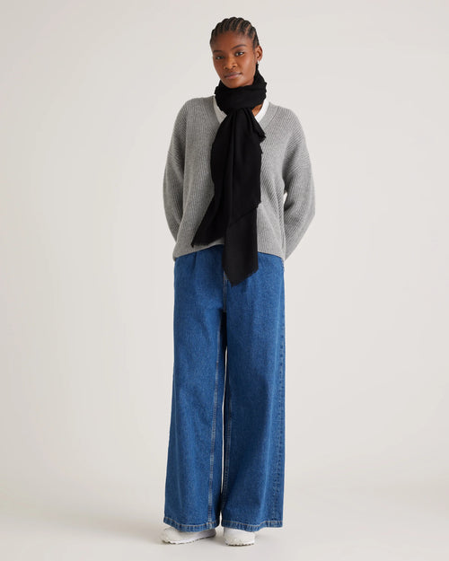 100% Pashmina Wool Scarf - One Size / Black