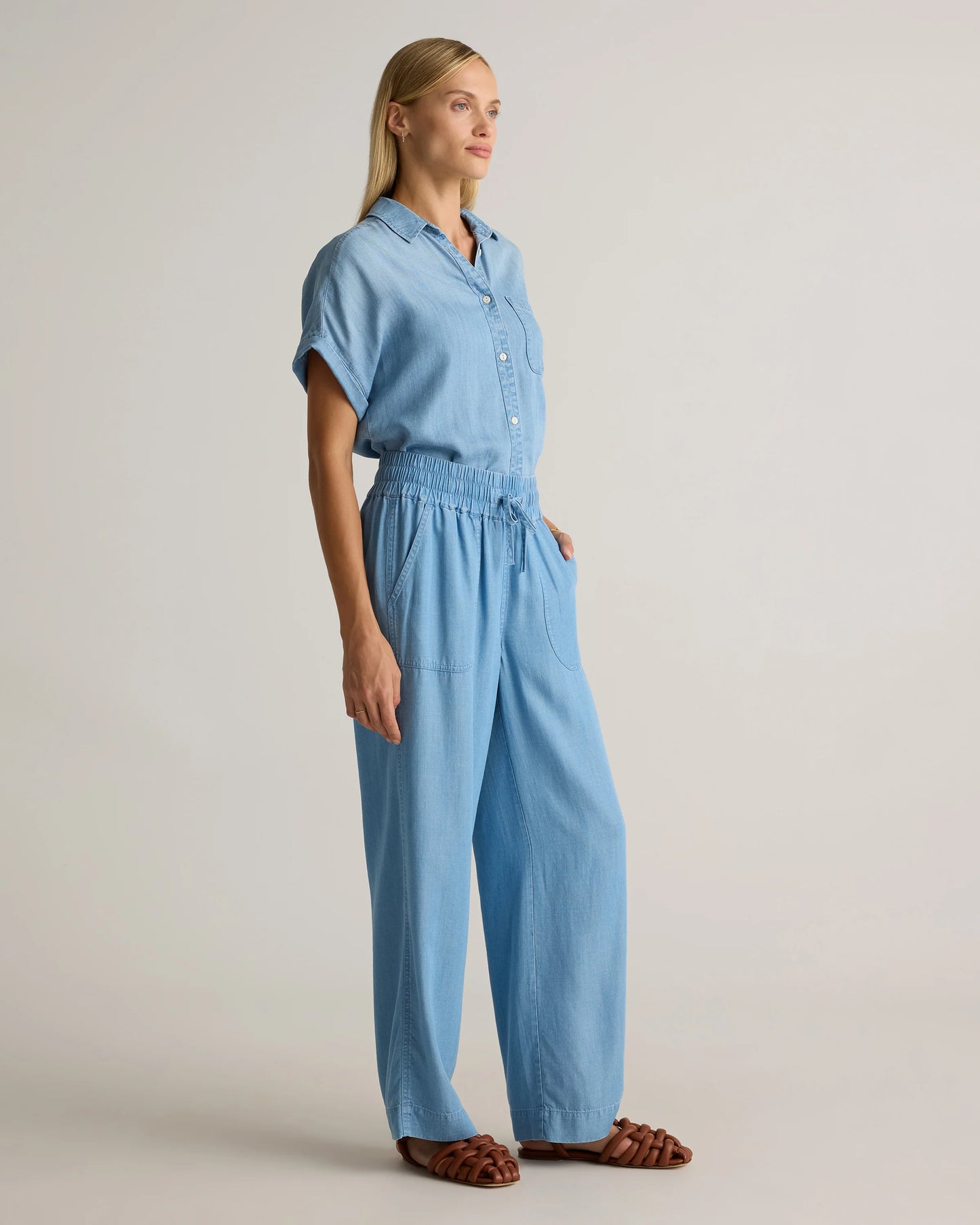 Pull-On Tencel Chambray Pants - XS / Medium Indigo