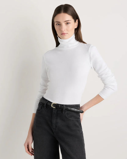Organic Cotton Micro-Rib Turtleneck - XS / Taupe Brown