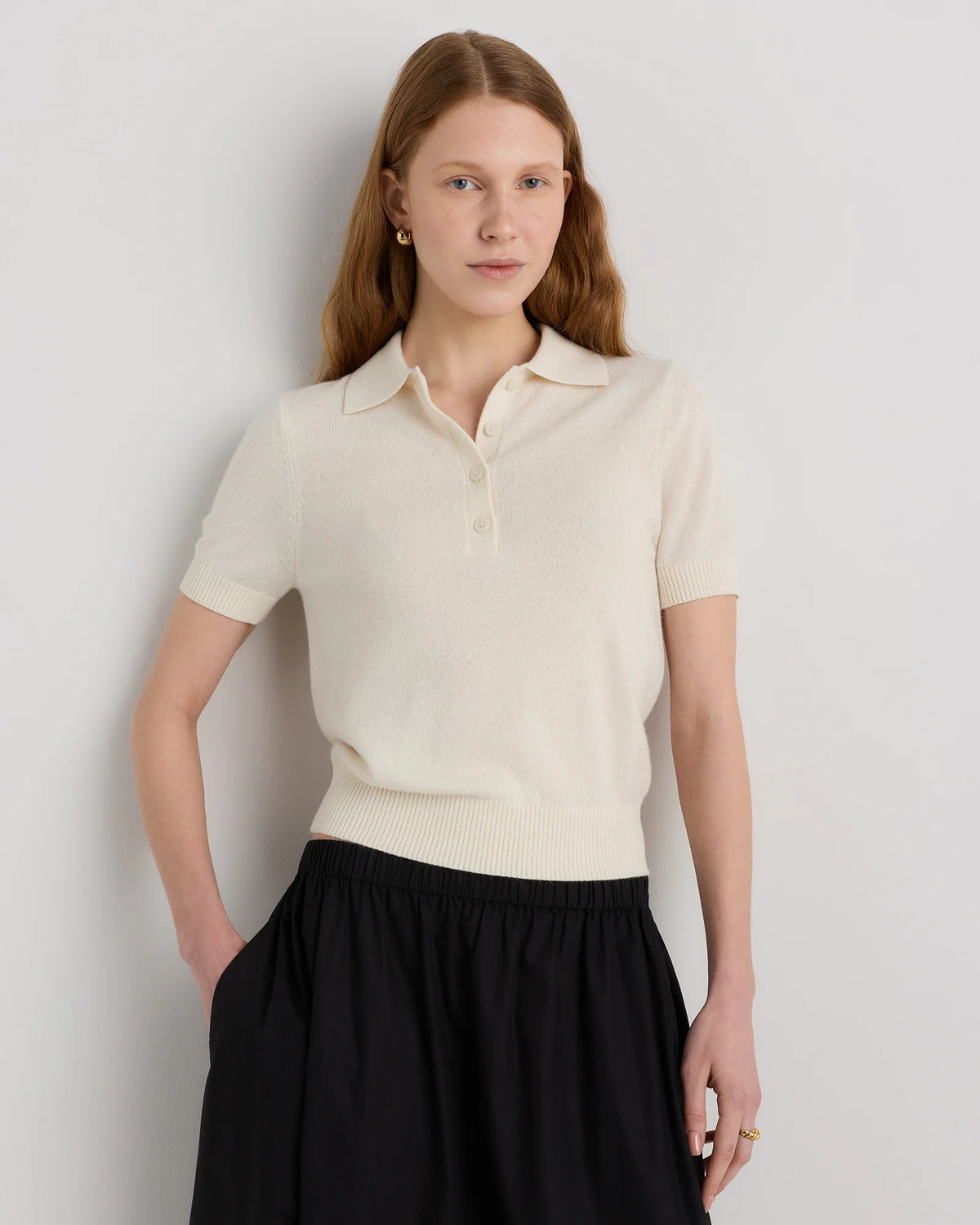Mongolian Cashmere Short Sleeve Polo - XS / Oatmeal