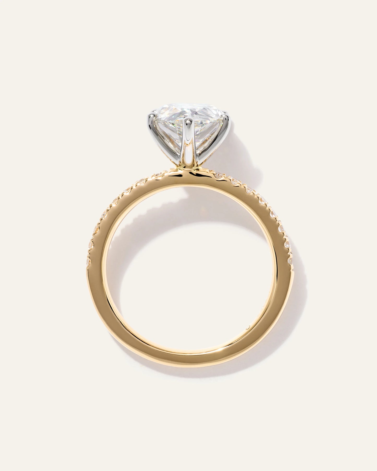 Lab Grown Diamond Pear Petite Pave Engagement Ring - 3ct - 4 / Yellow Gold