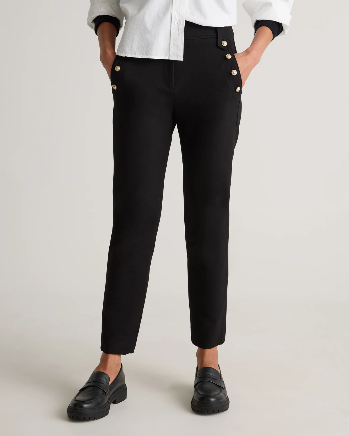 Ultra-Stretch Ponte Straight Leg Mariner Pants - XS / Morel Grey