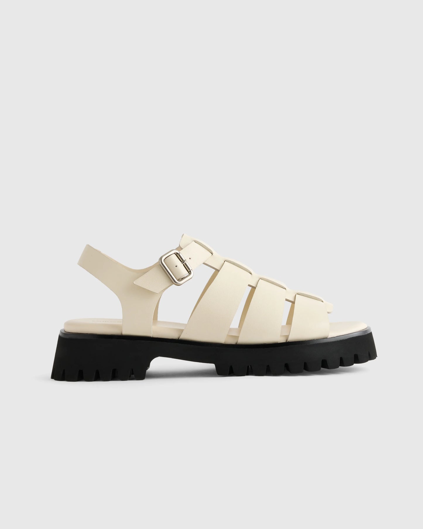 Italian Leather Lug Sole Fisherman Sandal - 5 / Cashew