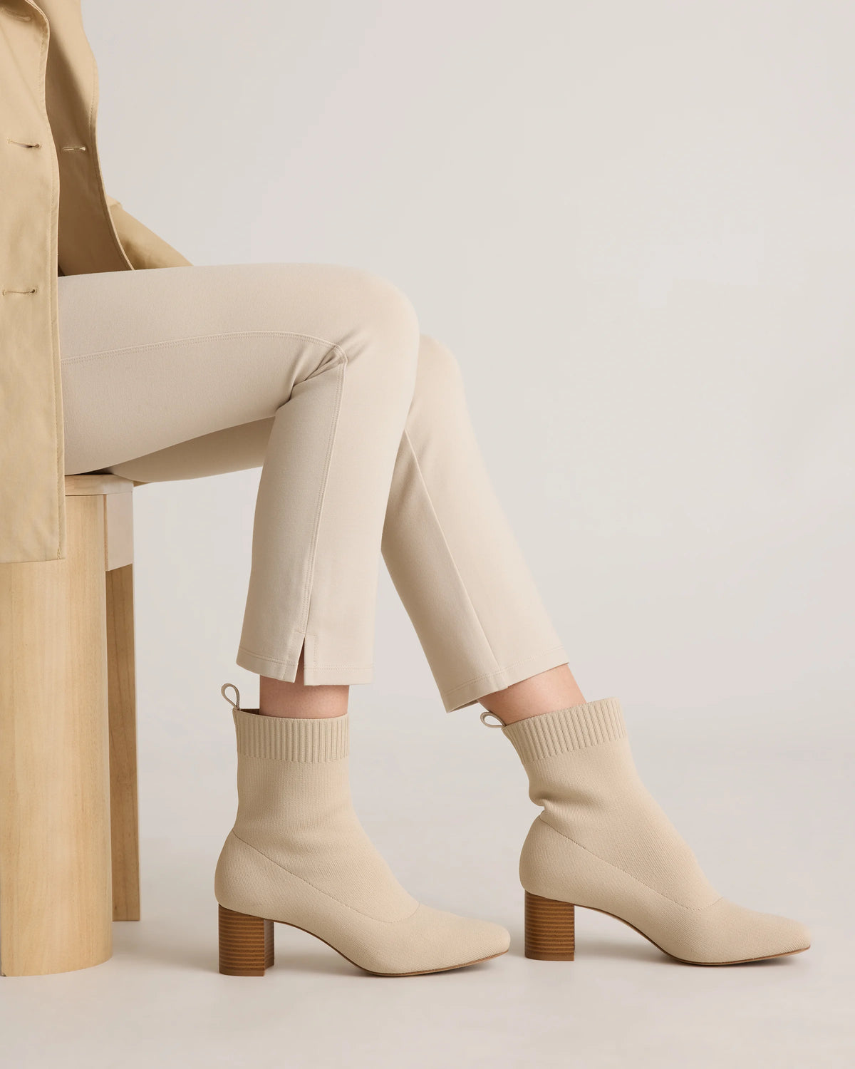 Eco Knit Heeled Bootie - 5 / Almond