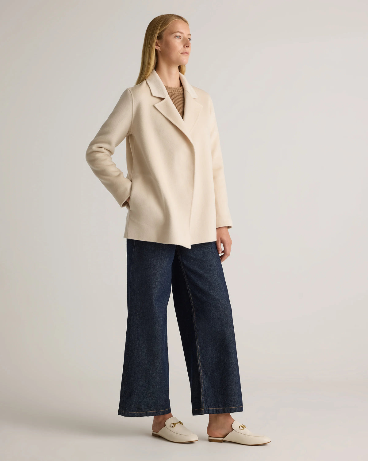 100% Mongolian Cashmere Double-Faced Open Blazer - XS / Camel
