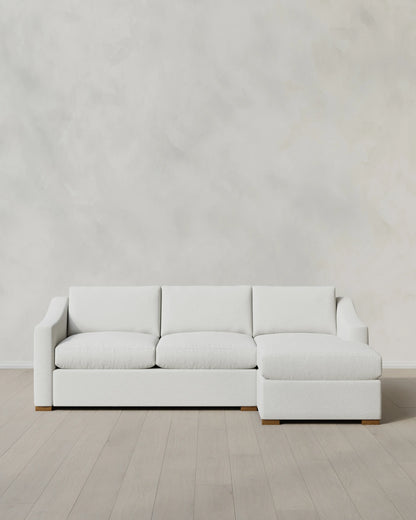 Hollis Slope Arm Chaise Sectional in Performance Basketweave - 104" Right Arm / Flax