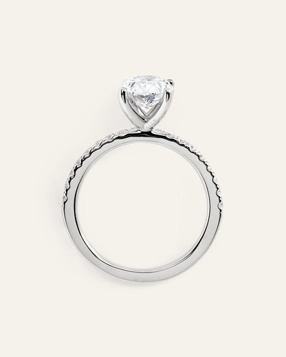 Lab Grown Diamond Oval Petite Pave Engagement Ring - 2.5ct - 4 / Yellow Gold