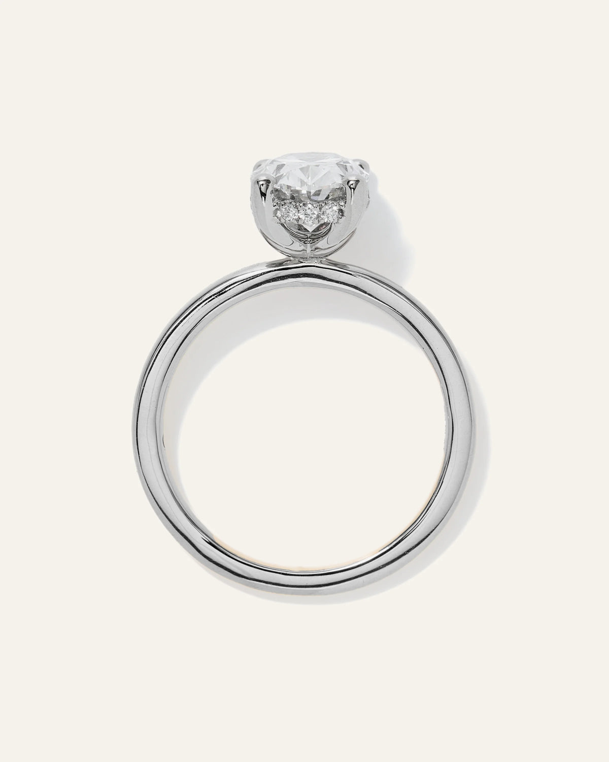 Lab Grown Diamond Oval Petite Hidden Halo Engagement Ring - 2ct - 4 / Yellow Gold