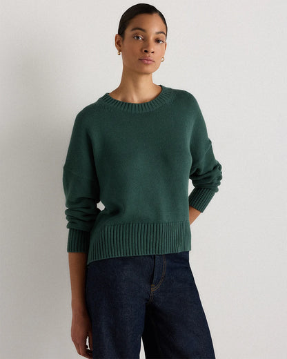 100% Organic Cotton Boyfriend Crew Sweater - XS / Speckled Beige