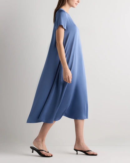 Washable Stretch Silk Voluminous Maxi Dress - XS / Moonstone Blue