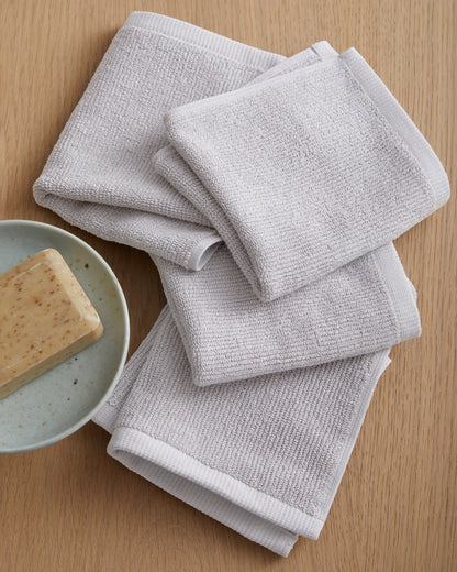 Turkish Ribbed Quick Dry Washcloth (Set of 4) - One Size / Mineral