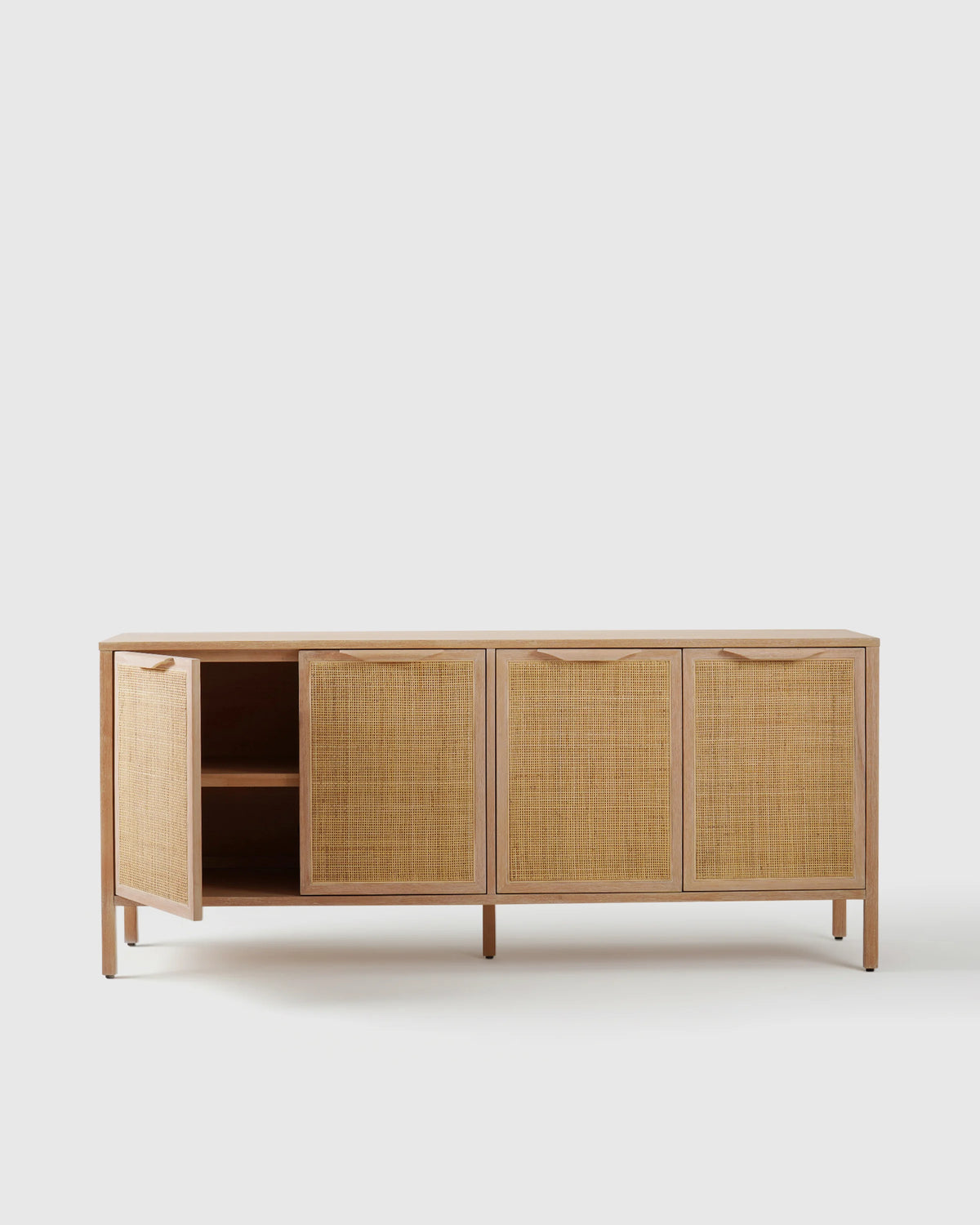 Solid Wood and Natural Rattan Sideboard - One Size / Natural