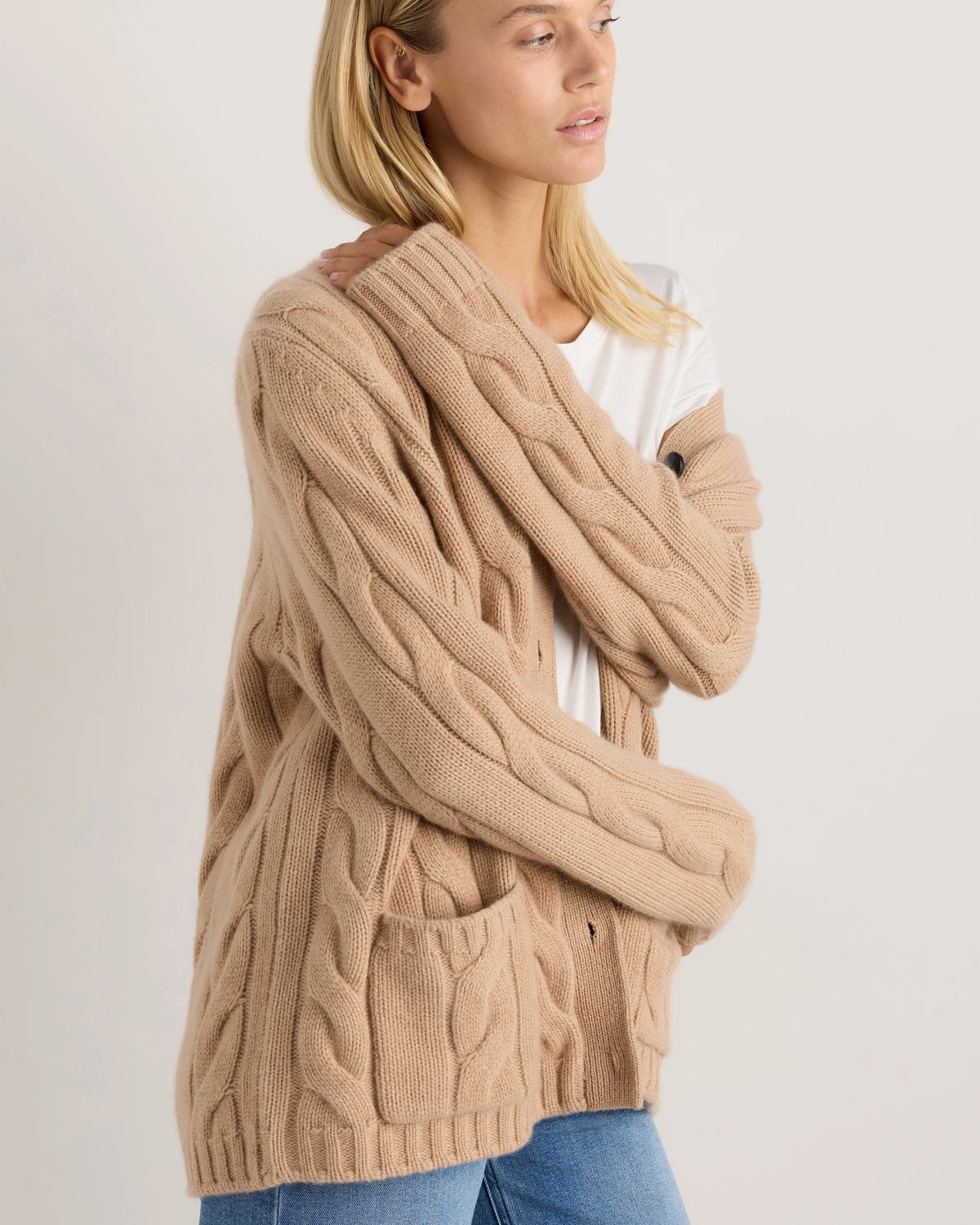 Luxe Baby Cashmere Cable Cardigan - XS / Pearled Ivory
