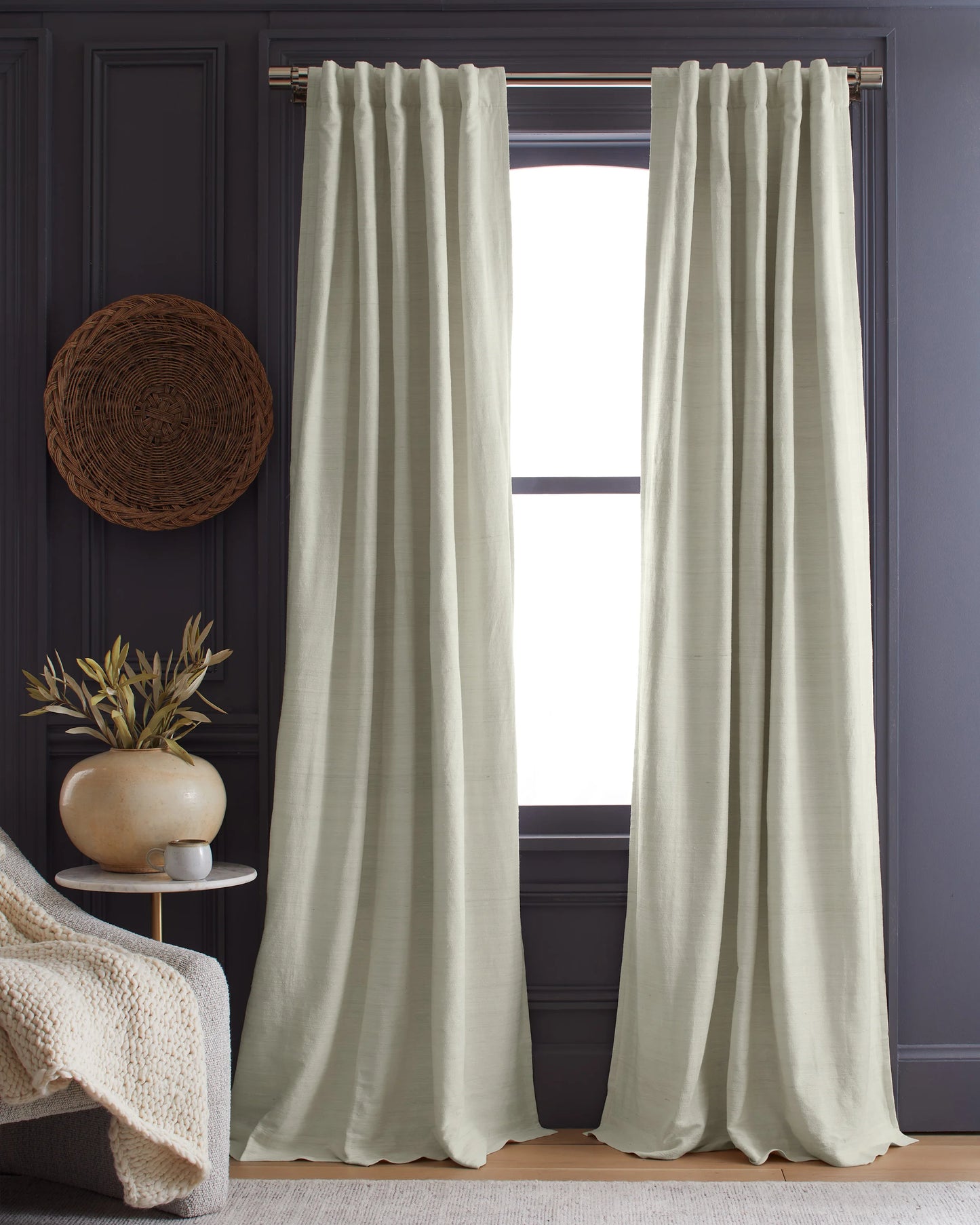 Raw Silk Room Darkening Curtain - Single Panel - 48x84 / Ivory