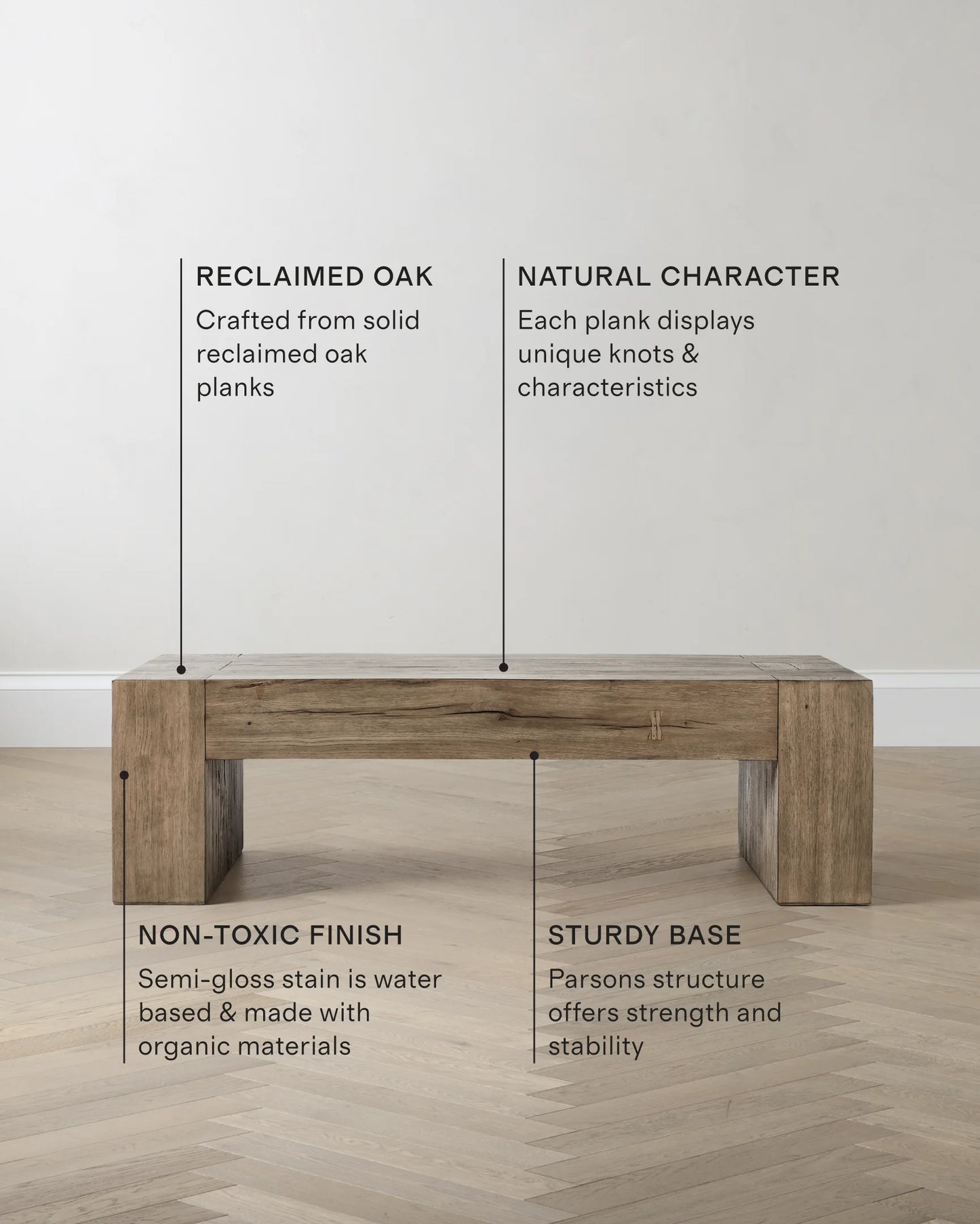 Reclaimed Oak Waterfall Coffee Table - 60" / Weathered Oak