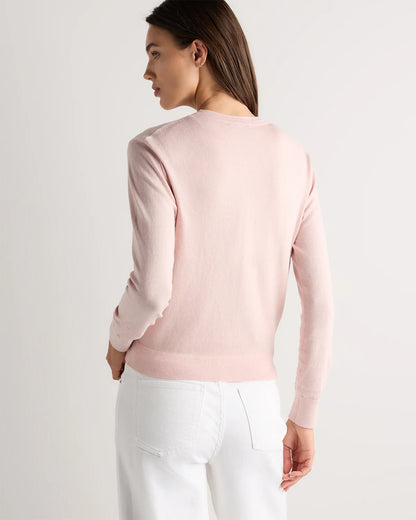 Lightweight Cotton Cashmere Crew Cardigan - XS / Heather Oatmeal
