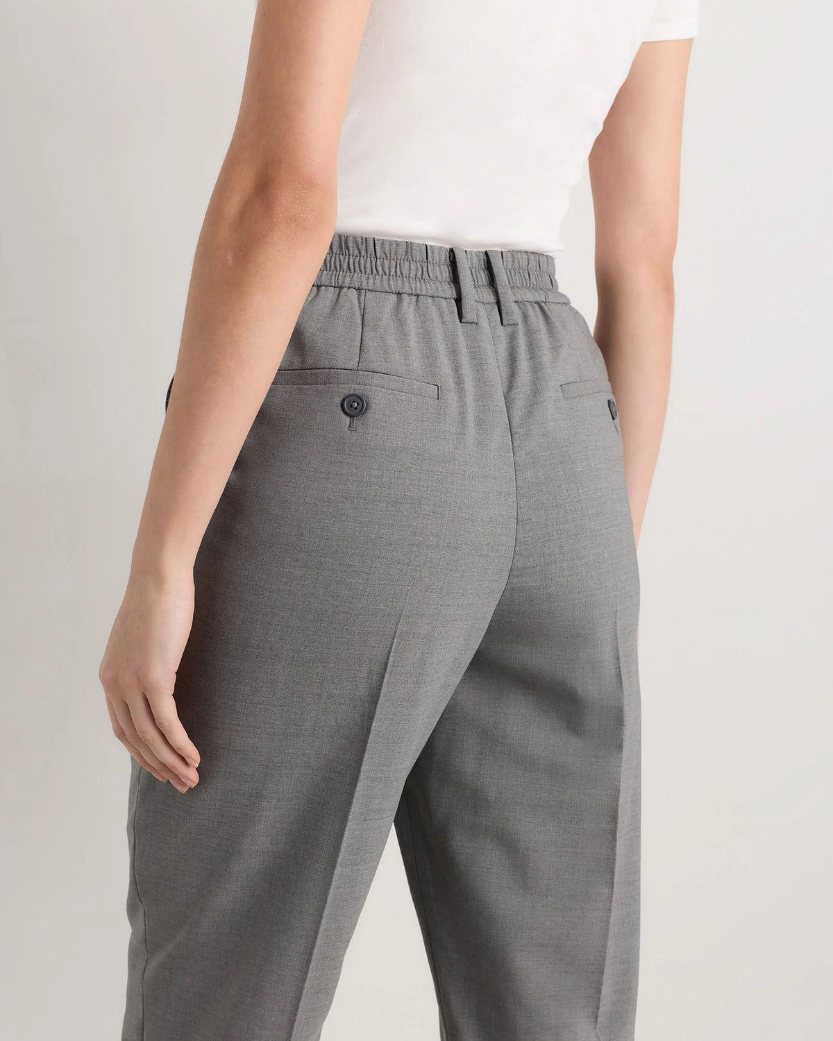 Italian Wool Slim Leg Ankle Pants - 0 / Grey Melange