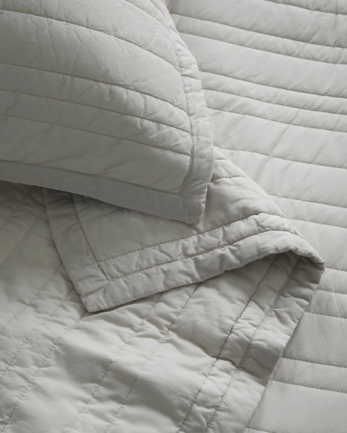 Organic Cotton Stripe Stitch Quilt - Twin / Light Blue