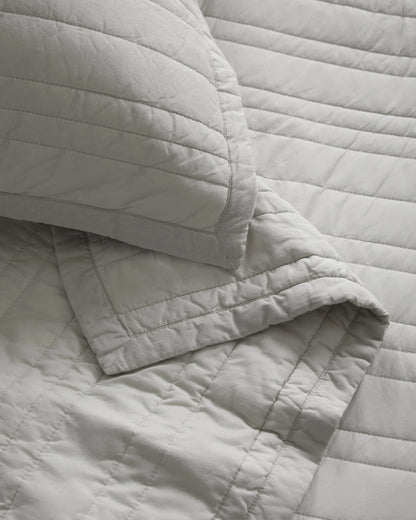 Organic Cotton Stripe Stitch Quilt - Twin / Light Blue