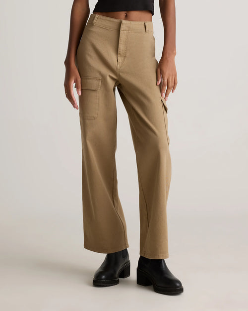 Organic Stretch Cotton Twill Cargo Pants - 0 / Light Khaki