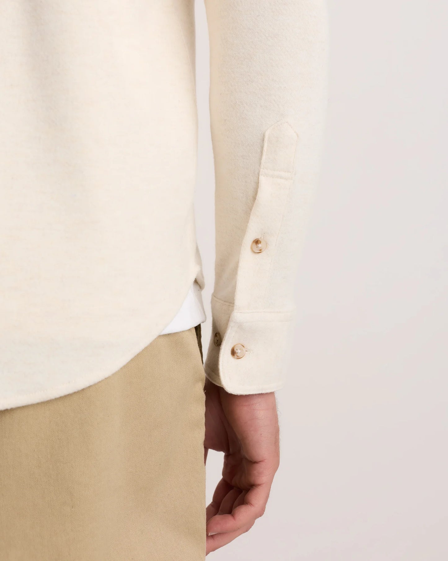 Stretch Sweater Fleece Shirt - S / Off-White